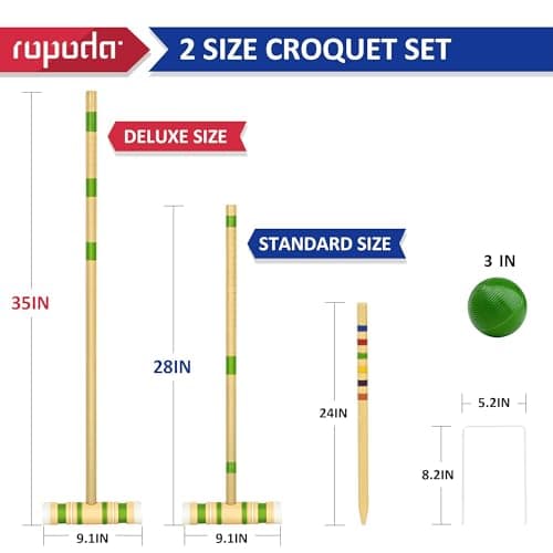 ropoda 35In Updated Six-Player Croquet Set with Wooden Mallets, Colored Balls, Sturdy Carrying Bag for Adults &Kids, Croquet Set Perfect for Lawn,Backyard,Park and More 4