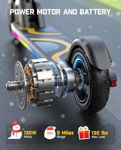 FanttikRide C9 Pro Kids Electric Scooter Ages 8-12, Colorful Rainbow Lights, E-Scooter for Kids 3.9-5.2 ft, 132 lbs, 5 Miles Range, Up to 40 min Ride Time, 5/8/10 MPH, 3 Adjustable Heights, Black 4