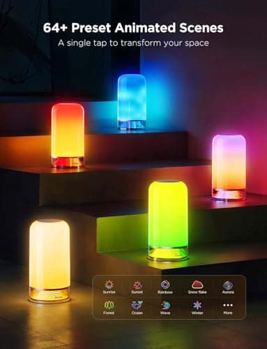 Govee RGBIC Smart Table Lamp 2, Touch Bedside Small Table Lamp Work with Matter, Alexa, LED Desk Lamp with 64 Scene Modes, Color Changing Lamp for Bedroom Living Room Dimmable Night Light(Corded) 3