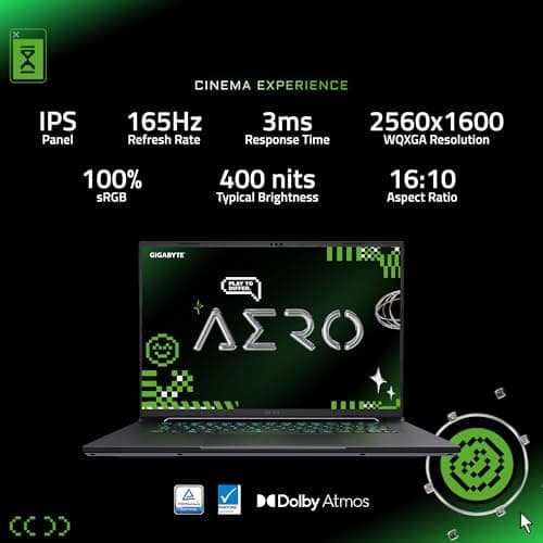 GIGABYTE AERO X16; Copilot+ PC - 165Hz 2560x1600 WQXGA - NVIDIA GeForce RTX 5070 - AMD Ryzen AI 9 HX 370-1TB SSD with 32GB DDR5 RAM - Windows 11 Home - Space Gray AERO X16 2WHA3USC64AH 2