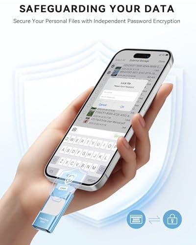 MFi Certified 256GB iPhone Flash Drive, Photo Stick Memory Stick for iPhone iPad, USB Thumb Drive for Photos Videos Transfer & Backup, External Storage Compatible for iPhone/Android/PC/Mac (Blue) 2