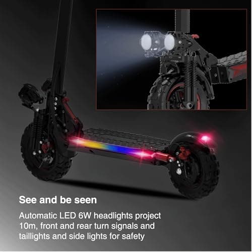Electric Scooter Adults, 1200-1600W Motor, Up to 31/34 MPH Top Speed & 37 Miles Long Range, 48V 18/21AH Big Battery, 11" Off-Road Tire Folding E Scooter with Seat, Double Suspension & Braking Systems 4