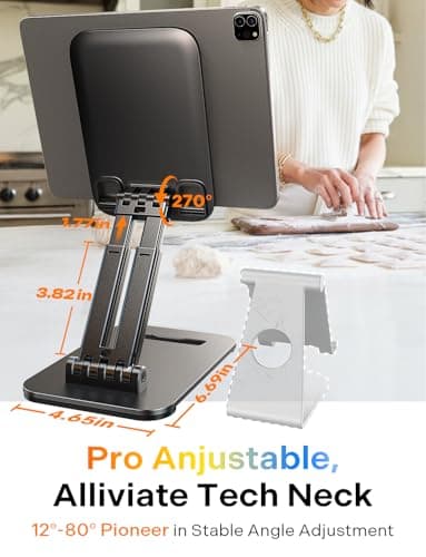 LISEN for iPad Stand Tablet Holder for Desk- Foldable Office Gifts for Men Women Desk Accessories, Home Gadgets Essentials Portable Monitor Stand for iPad a16 Accessories Bed Kindle Fire 4-15.9" 3