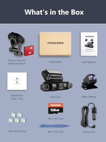 PRUVEEO 360 Degree View 4 Channel Dash Cam Front and Rear Inside Left Right, Dash Camera for Cars, Built-in GPS WiFi Night Vision, 24/7 Recording Parking Mode Monitor, Free 128G Card 5