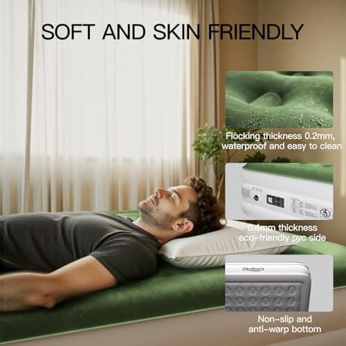 Zearna 2025 Upgraded Queen Air Mattress with Built in Pump，16'' Comfort Blow up Mattress, Quiet Surface Portable Inflatable Mattress, Air Bed with Storage Bag for Guests, Home, Camping, 660 lbs Max 5