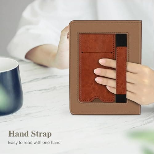 Fintie Case for 7"/6.8" Kindle Paperwhite(12th/11th Generation-2024/2021) and Kindle Colorsoft Signature Edition -Slim Foldable Stand Cover Auto Wake/Sleep for Paperwhite 2024, Vintage Brown 4