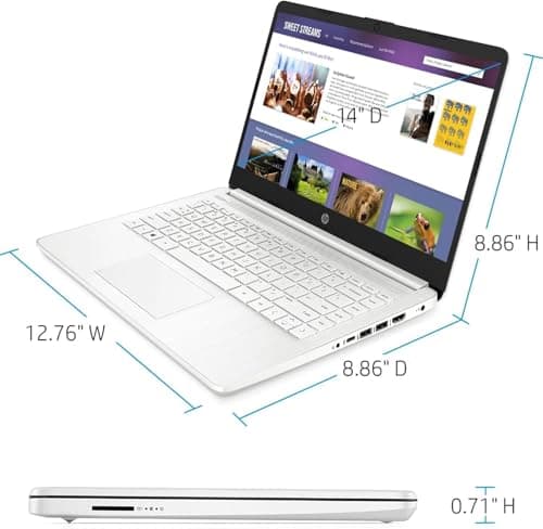 HP 14 Laptop • Back to School Limited Edition with Microsoft 365 • 4-Core Intel CPU • 16GB RAM • 1600GB Storage (64GB OnBoard • withHP P500 512GB External SSD + 1TB OneDrive) • Snow White • Win 11 4