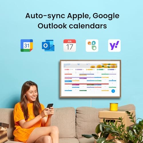 ApoloSign 21.5" Digital Calendar: Dual Mode Calendars with Google Play & Multi-calendar Sync, Electronic Planner & Chore Chart, Smart Touchscreen, Interactive Display for Family Schedules (Teak Wood, 21.5-inch) 3