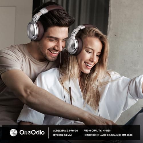 OneOdio Pro-30 Over Ear Headphone, Wired Premium Stereo Sound Headsets with 50mm Driver, Foldable Comfortable Headphones with Protein Earmuffs and Shareport for Recording Monitoring Podcast PC 2