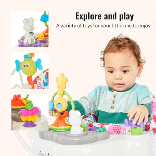 Dream On Me Zany 2-in-1 Activity and Center Bouncer in Elephant Print 4