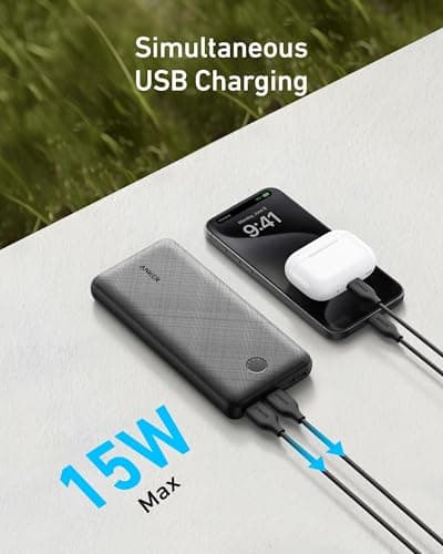 Anker Portable Charger, 325 Power Bank (PowerCore Essential 20K), 20000mAh Battery Pack with 15W Charging, PowerIQ, 2 USB-A, 1 Micro USB, Two-Way USB-C Ports for iPhone Series, AirPods, and More 4