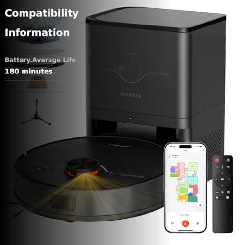 uninell Robot Vacuum and Mop Combo,Lidar Navigation Robotic Vacuum Cleaner with 3.5L Self Emptying Station,5000Pa Vacuum Robot,180mins Runtime,No-Go&No-Mop Zones,App/Alexa/Remote Control,UR3 3