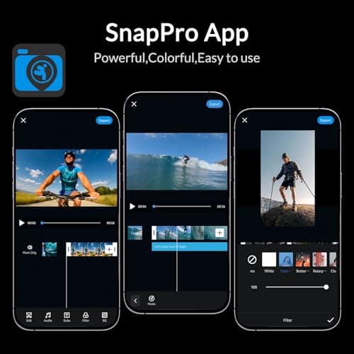 icefox i8 Action Camera with 4K 60FPS 20MP, 5X Zoom, Underwater Waterproof Camera with Optimized EIS, Video & Photo Editing by Snap Pro App, WiFi Remote Control for Diving, Cycling and Vlogging 5