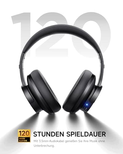 Picun B8 Bluetooth Headphones, 120H Playtime Headphone Wireless Bluetooth with 3 EQ Modes, Low Latency, Hands-Free Calls, Over Ear Headphones for Travel Home Office Cellphone PC Black 3