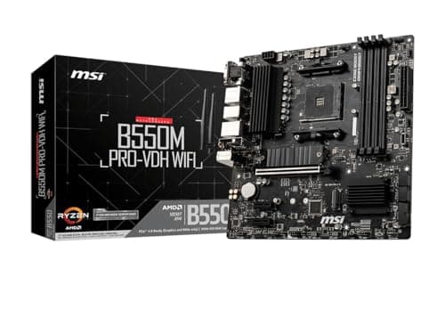 MSI B550M PRO-VDH WiFi ProSeries Motherboard (AMD Ryzen 5000, AM4, DDR4, PCIe 4.0, SATA 6Gb/s, M.2, USB 3.2 Gen 1, Wi-Fi, Bluetooth, D-SUB/HDMI/DP, Micro-ATX)