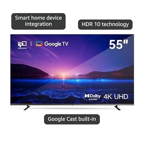 FPD 55-inch Smart TV Google TV 4K UHD with Google Play and Google Cast Built-in, HDR 10, Dolby Vision Dolby Atmos, MEMC, Voice Remote, Stream Live TV(Canvas-Series, CG55-C1, 2024 Model) 4