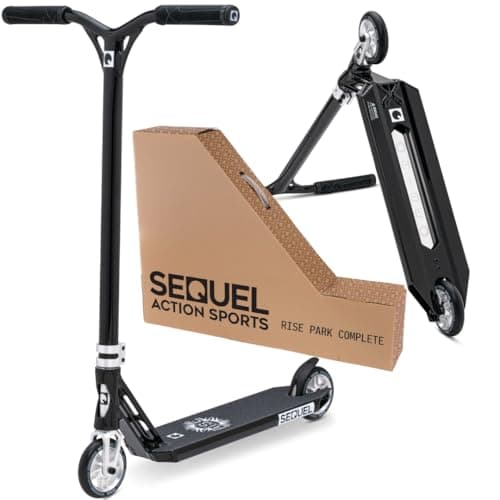 Sequel Rise Park Stunt Scooter – Complete Pro Trick Scooter with Aluminum Bar, 110mm Hollowcore Wheels, and IHC Compression (Black/Silver - Park)