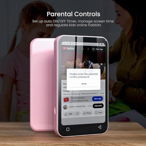 80GB Kids MP3 Player with Bluetooth and WiFi, Parental Controls, Pre-Installed Spotify, Spotify Kids, Audible, TIMMKOO 4" MP4 Player Up to 1TB (Pink) 2
