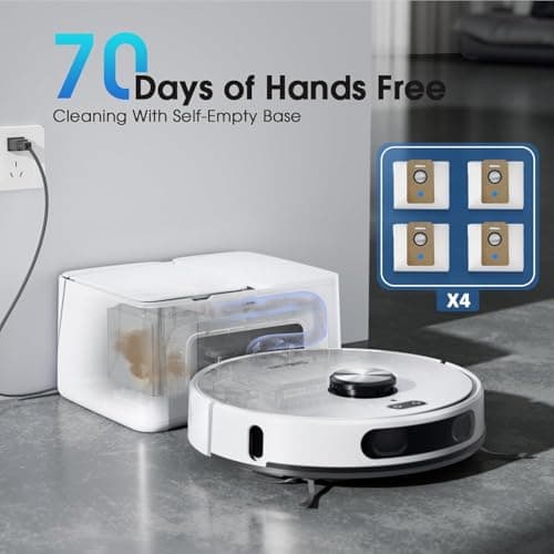 SHELIKI Robot Vacuum and Mop, 3-in-1 Robotic Vacuums Cleaner with LiDAR Navigation Smart Mapping & Max Strong 6000Pa Suction, Self Emptying Bases for 70 Days-White 2