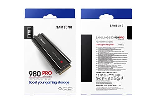 SAMSUNG 980 PRO SSD with Heatsink 1TB PCIe Gen 4 NVMe M.2 Internal Solid State Drive, Heat Control, Max Speed, PS5 Compatible, MZ-V8P1T0CW 5