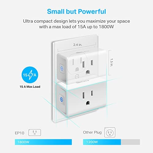 Kasa Smart Plug Mini 15A, Smart Home Wi-Fi Outlet Works with Alexa, Google Home & IFTTT, No Hub Required, UL Certified, 2.4G WiFi Only, 4-Pack(EP10P4) , White 5
