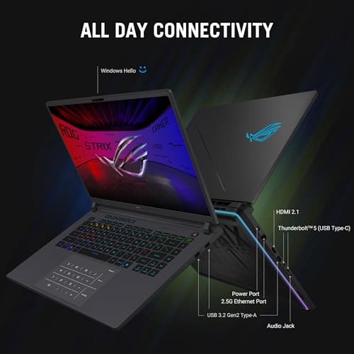 ASUS ROG Strix G16 (2025) Gaming Laptop, 16” ROG Nebula Display 16:10 2.5K 240Hz/3ms, NVIDIA® GeForce RTX™ 5070 Ti GPU, Intel® Core™ Ultra 9 275HX Processor, 32GB DDR5, 1TB SSD, Wi-Fi 7, Win11 Home 2