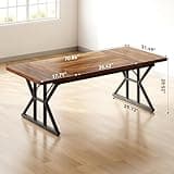 LITTLE TREE 70.8-Inch Office Desk, Wooden Executive Office Desk, Modern Work Desk, Large Farmhouse Writing Table Computer Desk for Home, Brown-Black 3