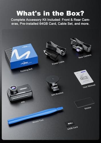 JOMISE 4K Dash Cam Front and Rear with 5Ghz WiFi GPS, Dual Dashcam with 64GB Card, 3" Screen, Night Vision, 24H Parking Mode – Reliable Dash Camera for Family Cars, Rideshare Drivers, and Trucks 5