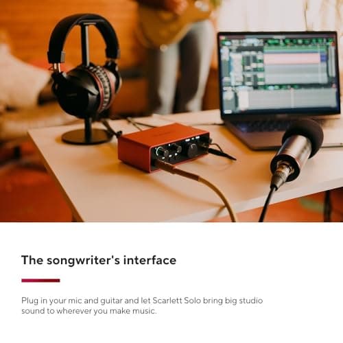 Focusrite Scarlett Solo 4th Gen USB Audio Interface, for the Guitarist, Vocalist, or Producer — High-Fidelity, Studio Quality Recording, and All the Software You Need to Record 3