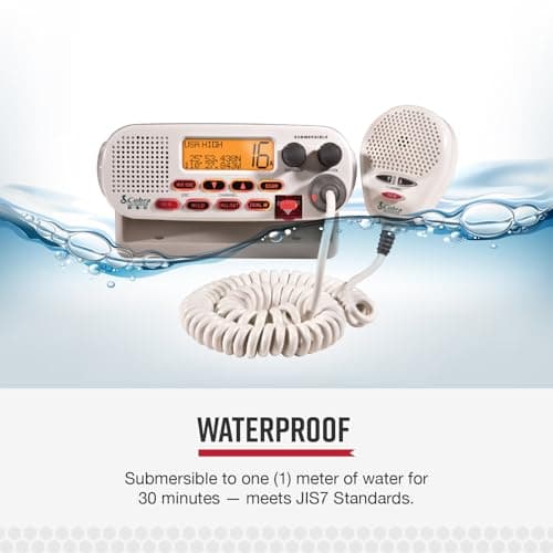 Cobra MR F45-D Fixed Mount VHF Marine Radio – 25 Watt VHF, Submersible, LCD Display, Noise Cancelling Microphone, NOAA Weather Channels, Signal Strength Meter, Scan Channels, White 2