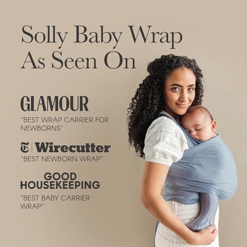 Solly Baby Wrap, Buttery-Soft Baby Carrier Newborn to Toddler 8-25 Lbs., Lightweight & Hands-Free Infant Sling Wrap, Breathable Summer Carrier, Baby Wearing & Postpartum Essential, New Mom Gift, Basil 5