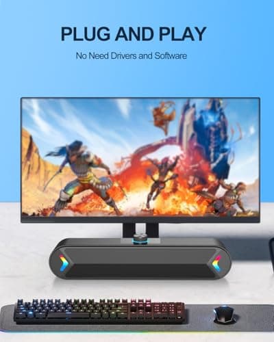 LENRUE Computer Speakers,Wired USB-Powered Sound-bar with 10W Stereo Sound for PC Desktop,Plug-n-Play (A39PRO /Black) 3