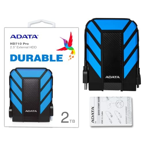 ADATA HD710 Pro - 2 TB External Hard Drive - Shockproof, Waterproof & Dustproof - Durable Storage - for Gamers, Students & Professionals - Mac, PC & Linux Compatible - Blue - AHD710P-2TU31-CBL 4