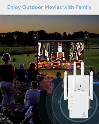 WiFi Extender Signal Booster with 1200Mbps Dual Band (Covers Up to 12880 Sq.ft for 105+ Devices), WiFi Booster with 4 Antennas 360° Coverage, WiFi Repeater with 1 - Tap Setup & Ethernet Port 2