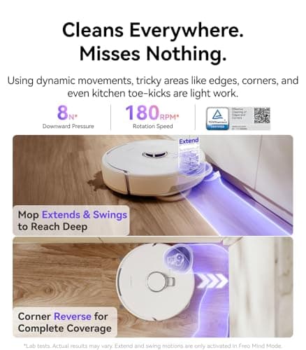NARWAL Freo Z10 Robot Vacuum and Mop Combo, Tangle Free Robot Mop, 15,000Pa Suction, Adapts to Hard-to-Reach Areas, Self-Emptying, Mop Washing & Drying, Obstacle Avoidance, for Pet Hair & Hard Floor 4