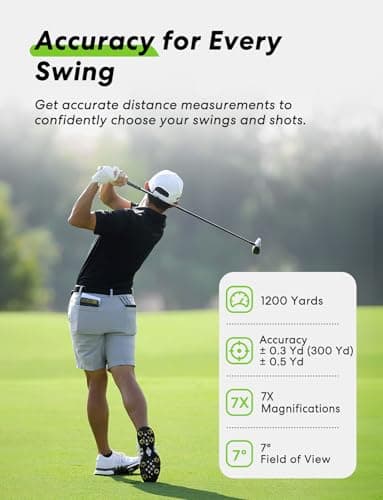 Flysocks Golf Rangefinder with Slope, 1200 Yards Laser Range Finder, 7X Magnification, Rechargeable Range Finders Golfing with Flagpole Lock Vibration, Magnetic Strip, Golf Accessories for Hunting 4