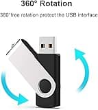 JUANWE 128GB Flash Drive 2 PCS, 2.0 Thumb Drive USB Drives Pendrive for File Storage Data Transfer, High Capacity Zip Drive Portable USB Storage Flashdrives 360° Swivel Cap, Jump Drive 128G×2 Black 2