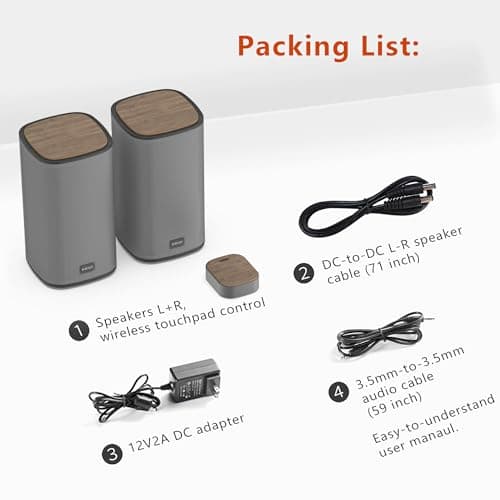 KEiiD Bluetooth Computer Speakers with Wireless Touch Control Pod for PC Laptop/Desktop Wireless Stereo Gaming Speakers, 4 EQ Modes, Aesthetic Style, 2024 New Model 5