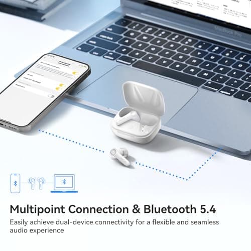 EarFun Air Pro 4 Adaptive Hybrid Noise Canceling Wireless Earbuds, Qualcomm Snapdragon Sound, aptX Lossless, 6 Mics AI CVC 8.0 Call, LDAC Hi-Res Audio, 52H Playtime, Bluetooth 5.4 (Glossy White) 5