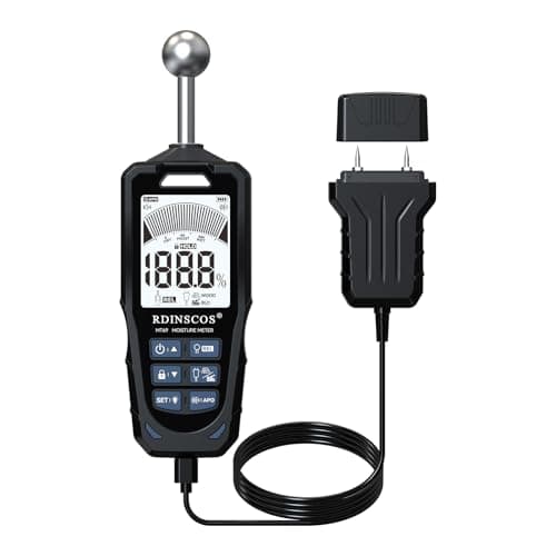 2-in-1 Pin & Pinless Moisture Meter, Digital Moisture Detector for Wood, Drywall & Building Materials, Large LCD Display, 3-Color Indicator, Calibration, Rechargeable Battery