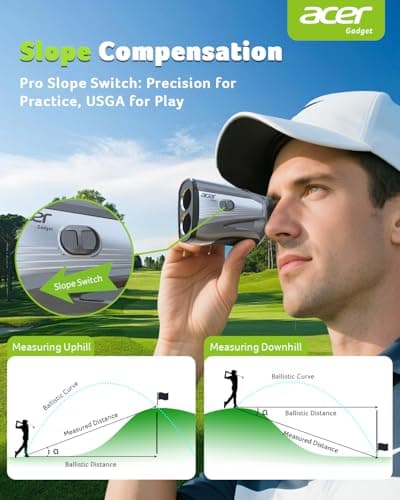 Acer Golf Rangefinder with Slope - 1200 Yards Laser Range Finder for Hunting, 6X Magnification Rangefinders Golf with Flag Pole Locking Vibration, Rechargeable Magnetic Golfing Gift for Men 3