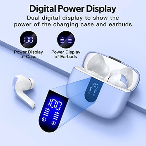 TAGRY Bluetooth Headphones True Wireless Earbuds 60H Playback LED Power Display Earphones with Wireless Charging Case IPX5 Waterproof in-Ear Ear buds with Mic for TV Smart Phone Laptop Computer Sports 2