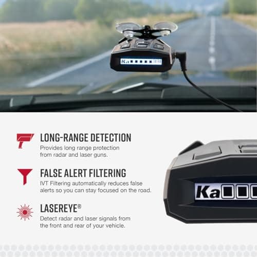 Cobra RAD 450 Laser Radar Detector: Long Range, False Alert Filter, Voice Alert & OLED Display, Black, RAD450 3