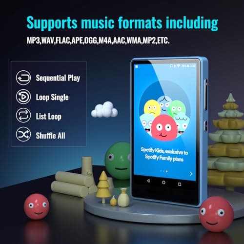 MP3 Player for Kids with Spotify, Parental Controls, Spotify Kids, Audible, Amazon Music, Libby, 4.0" IPS Kids MP4 Music Player Up to 512GB (Blue) 3