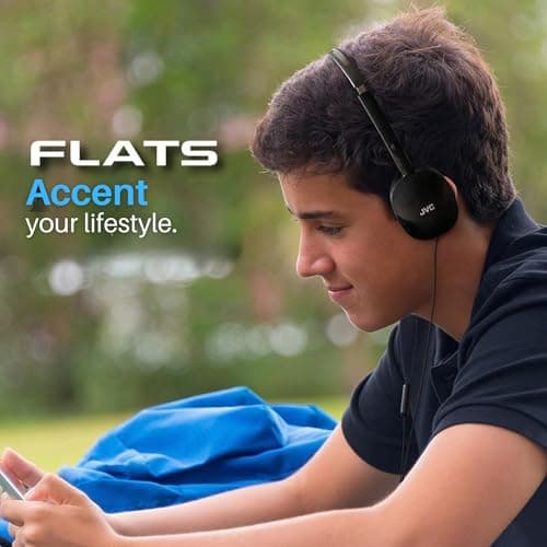 JVC Flats On-Ear Wired Headphones - Flat Foldable Design - 30mm Driver for Powerful Sound - Soft Ear-Pads for Comfort – Steel Headband - Lightweight & Portable - PC/Laptop/Gaming - 3.5mm Slim Plug 3