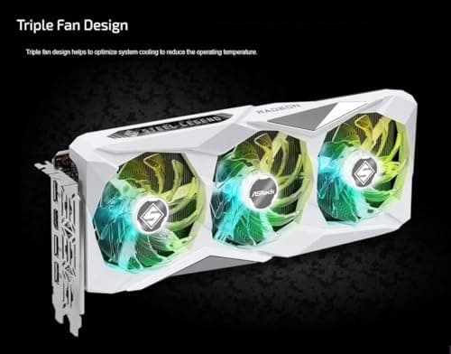 ASRock AMD Radeon RX 7600 Steel Legend 8GB OC GDDR6 128-bit 0dB Silent Cooling Graphics Card DisplayPort 7680 x 4320 HDMI 18 Gbps 3 Fans PCI Express 4 4