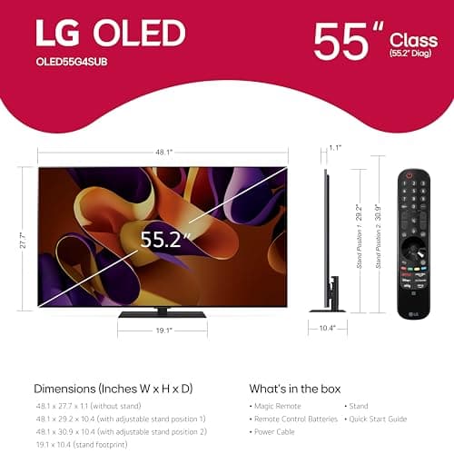 LG 55-Inch Class OLED evo G4 Series Smart TV 4K Processor Flat Screen with Magic Remote AI-Powered with Alexa Built-in (OLED55G4SUB, 2024) 2