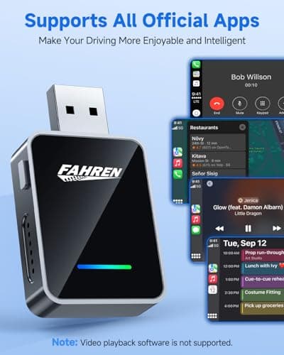 FAHREN 2026 Upgraded Android Auto & CarPlay Wireless Adapter Apple iPhone, One Click Multi Device Switching, Ultra-Fast 5.8GHz WiFi, Bluetooth 6, Plug & Play USB-A/C for 2016+ Car Models 4
