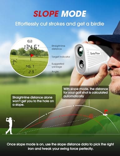 Golf Rangefinder with Slope & Magnet，1300 Yards Range Finder for Golf，Flag Locking Vibration，6-6.5X Magnification & HD LCD，Rechargeable Golf Range Finder 3