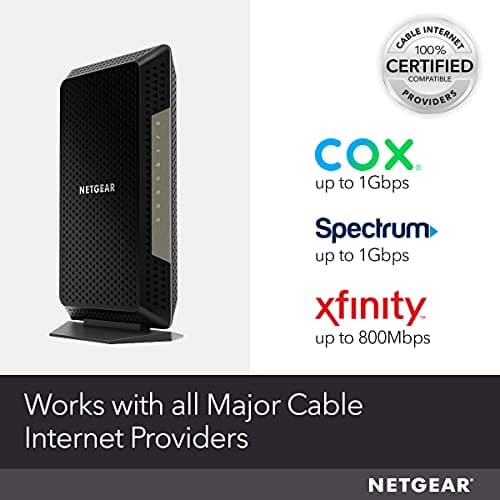 NETGEAR Nighthawk Cable Modem CM1200 - Compatible with All Cable Providers Including Xfinity by Comcast, Spectrum, Cox | for Plans Up to 2 Gigabits | 4 x 1G Ethernet Ports | DOCSIS 3.1, Black 3